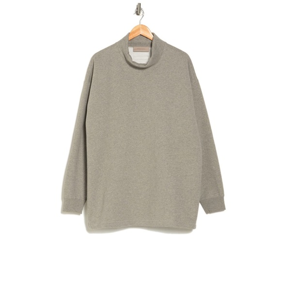 NWT! Fear of God Essentials Relaxed Mock Neck Sweatshirt XL Dark Oatmeal Grey - Picture 3 of 12